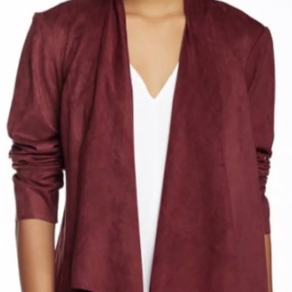 Live A Little Open Fuax Suae Burgundy Jacket Xl
